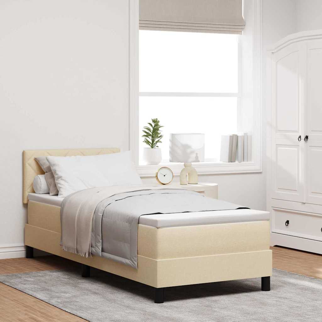 Boxspringbed met matras met hoofdeinde Crème 80 x 200 cm Stof – afbeelding 1