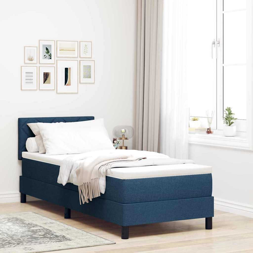 Boxspringbed met matras met hoofdeinde Blauw 80 x 200 cm Stof – afbeelding 1