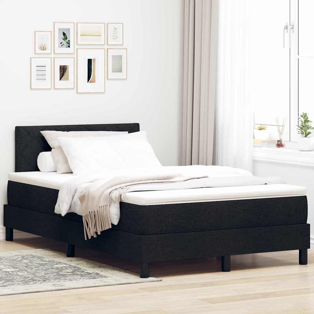 Boxspringbed met kussen met hoofdeinde Zwart 120 x 200 cm Stof – afbeelding 1