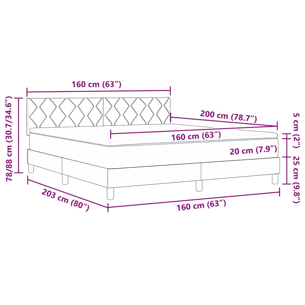 Boxspringbed met hoofdeinde Donkergrijs 160 x 200 cm Stof – afbeelding 12