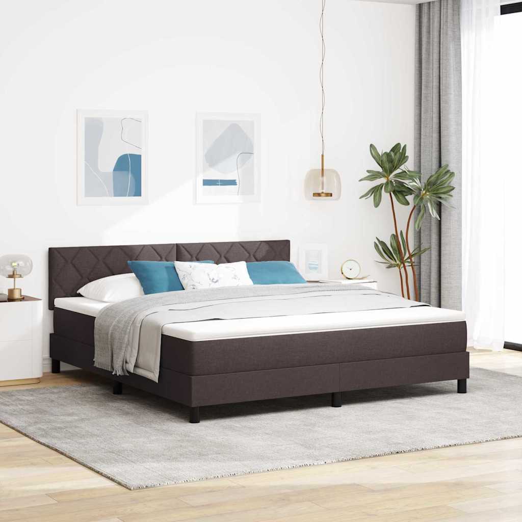 Boxspringbed met kussen Donkerbruin 180 x 200 cm Stof – afbeelding 1