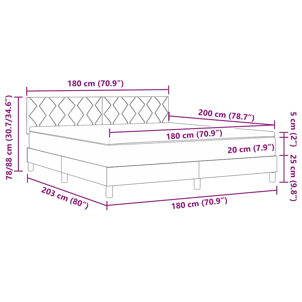 Boxspringbed met kussen Donkerbruin 180 x 200 cm Stof – afbeelding 12