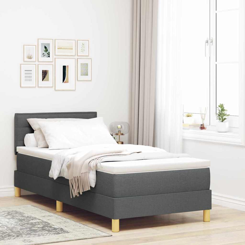 Boxspringbed met kussen Donkergrijs 80 x 200 cm Stof – afbeelding 1