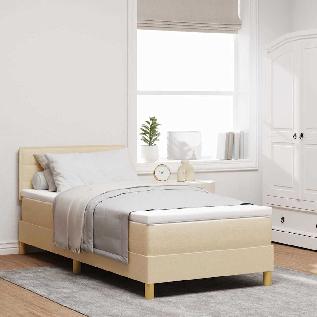 Boxspringbed met kussen met hoofdeinde Crème 100 x 200 cm Stof – afbeelding 1