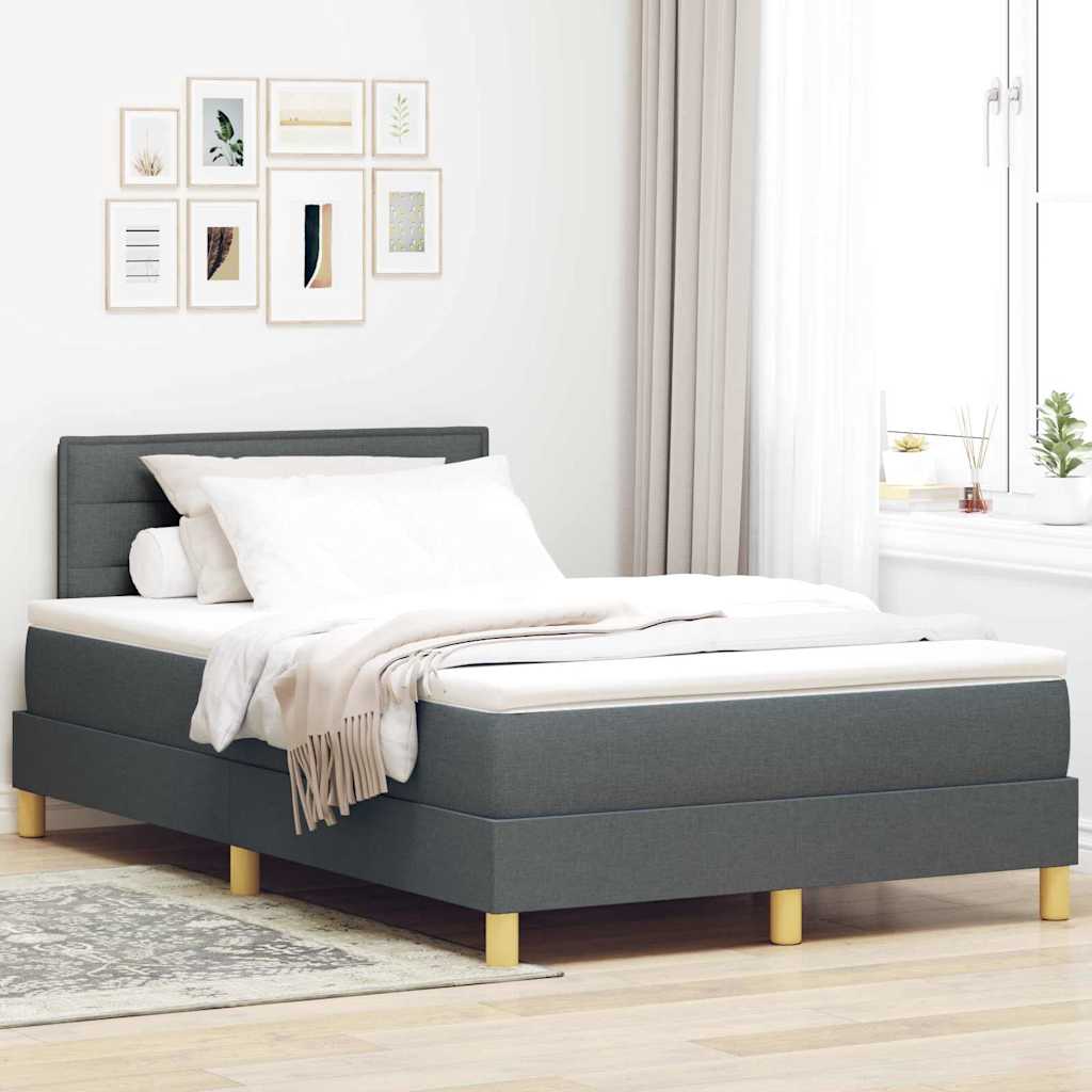 Boxspringbed met kussen Donkergrijs 120 x 190 cm Stof – afbeelding 1