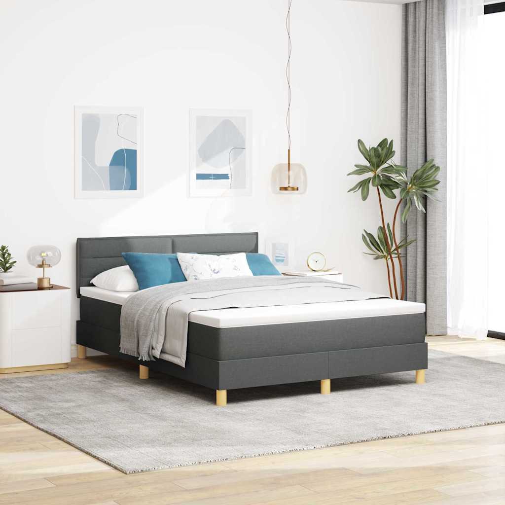 Boxspringbed met kussen Donkergrijs 140 x 200 cm Stof – afbeelding 1