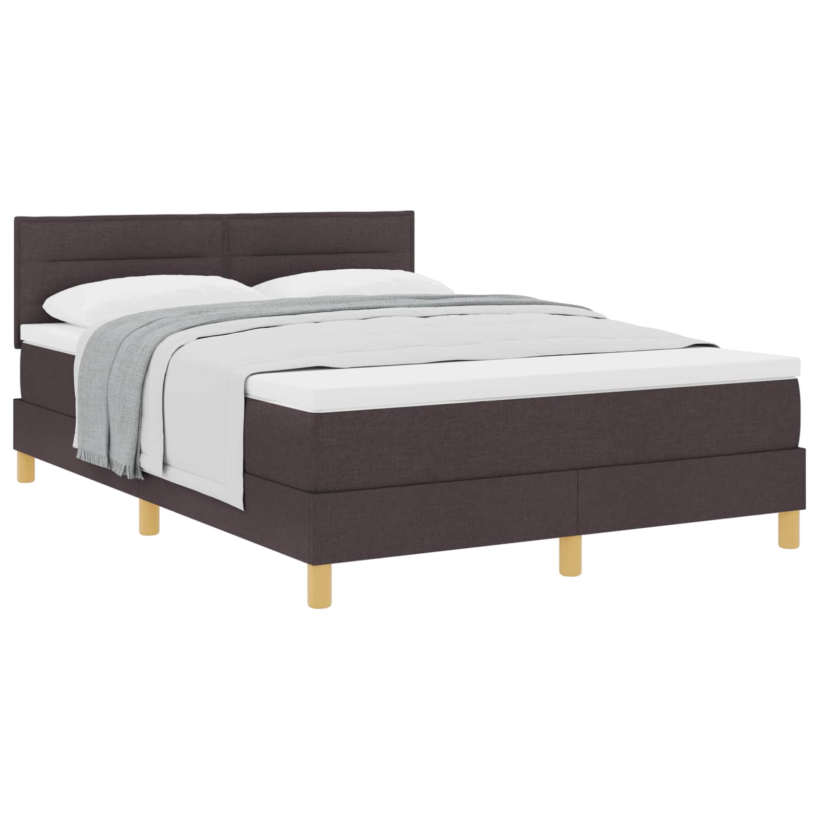 Boxspringbed met kussen Donkerbruin 140 x 200 cm Stof – afbeelding 2
