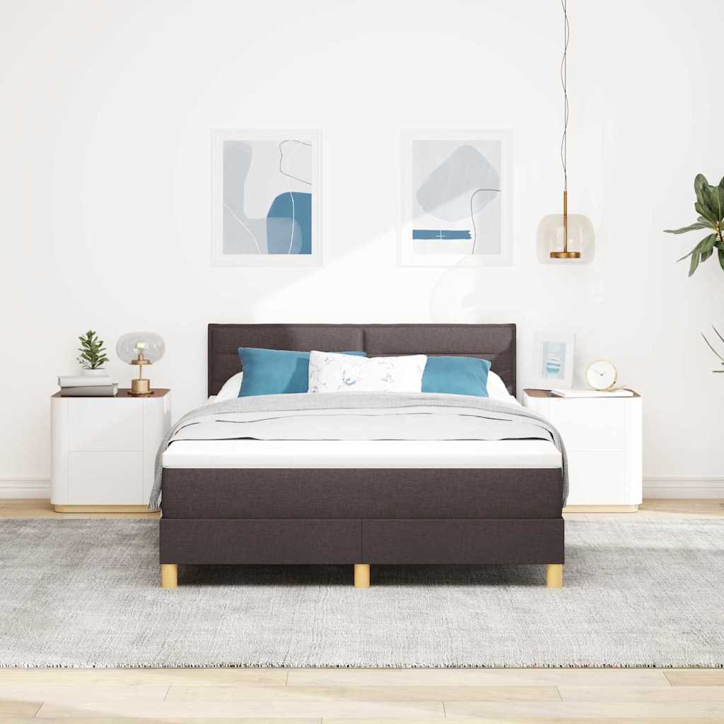 Boxspringbed met kussen Donkerbruin 140 x 200 cm Stof – afbeelding 3