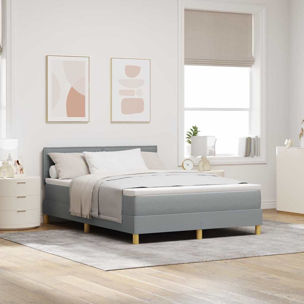 Boxspringbed met kussen Lichtgrijs 160 x 200 cm Stof – afbeelding 1