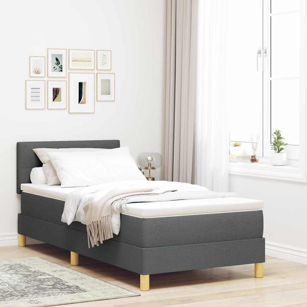 Boxspringbed met kussen Donkergrijs 80 x 200 cm Stof – afbeelding 1