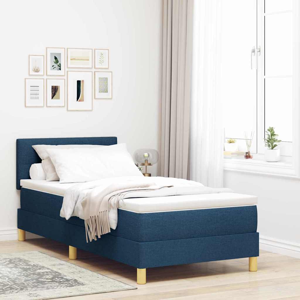 Boxspringbed met kussen met hoofdeinde Blauw 80 x 200 cm Stof