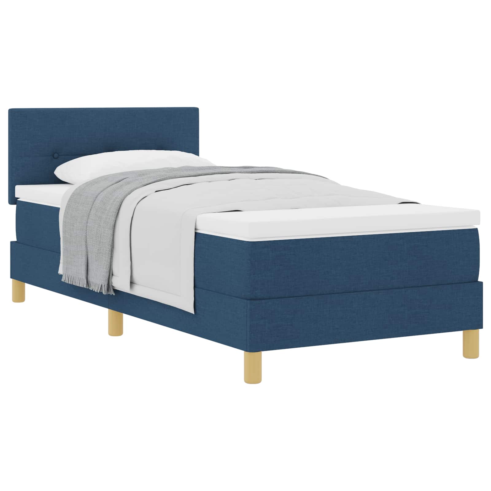 Boxspringbed met kussen met hoofdeinde Blauw 80 x 200 cm Stof – afbeelding 2