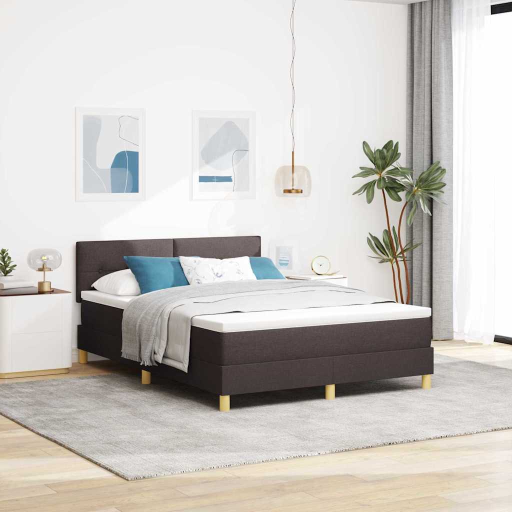 Boxspringbed met kussen Donkerbruin 160 x 200 cm Stof – afbeelding 1