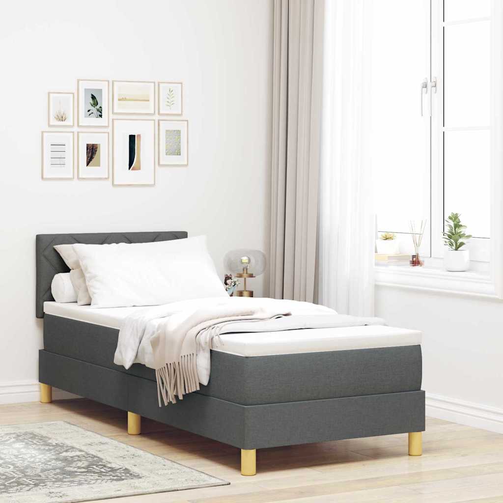 Boxspringbed met kussen Donkergrijs 80 x 200 cm Stof – afbeelding 1