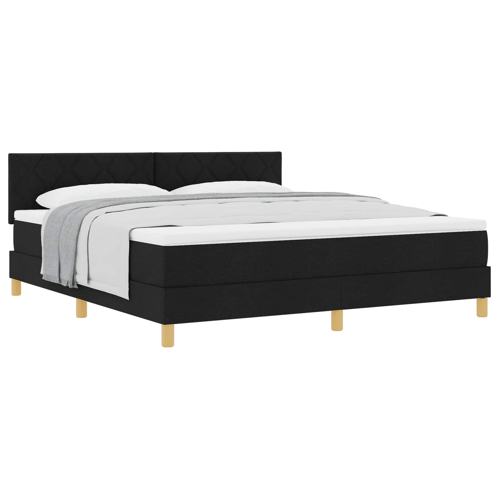 Boxspringbed met kussen met hoofdeinde Zwart 180 x 200 cm Stof – afbeelding 2