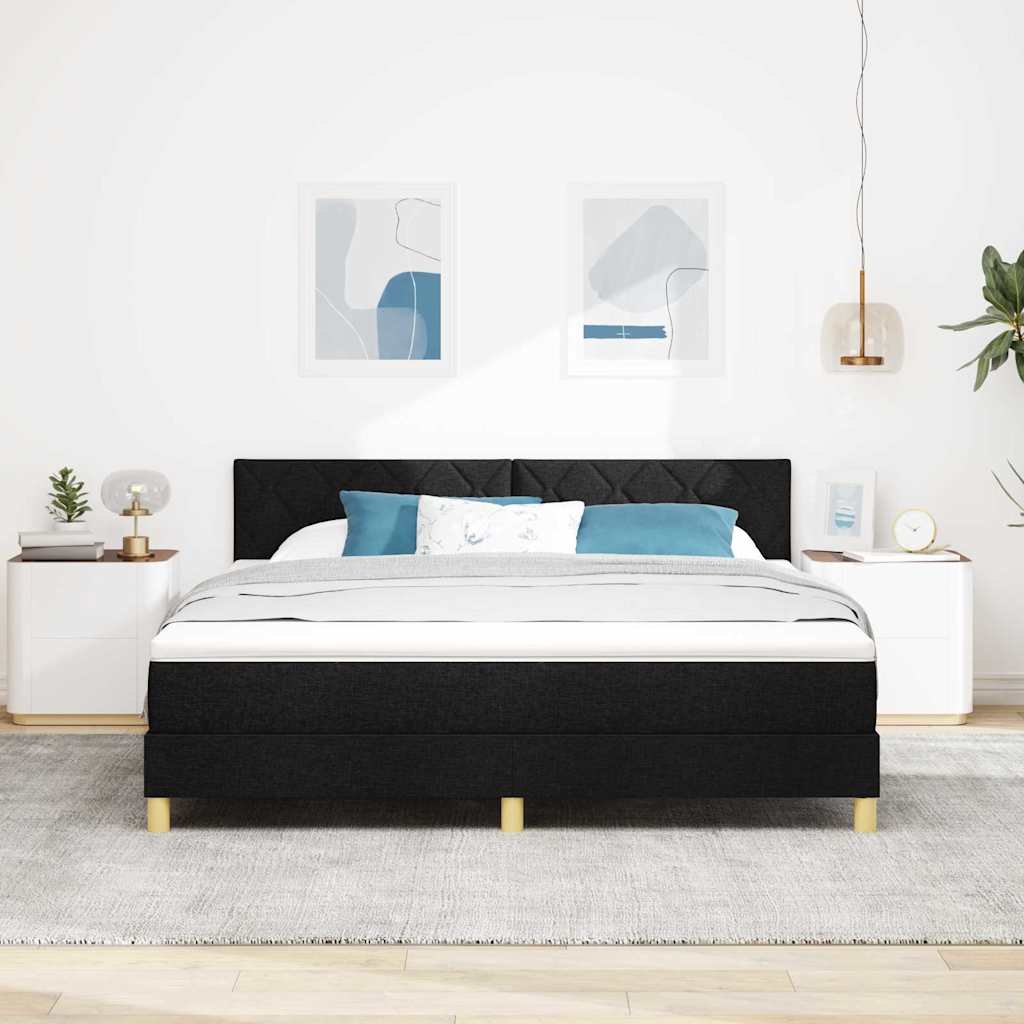 Boxspringbed met kussen met hoofdeinde Zwart 180 x 200 cm Stof – afbeelding 3