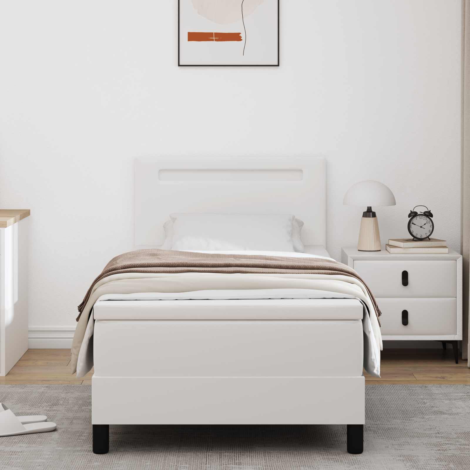 Boxspringbed met matras Wit 100 x 200 cm Kunstleer – afbeelding 1