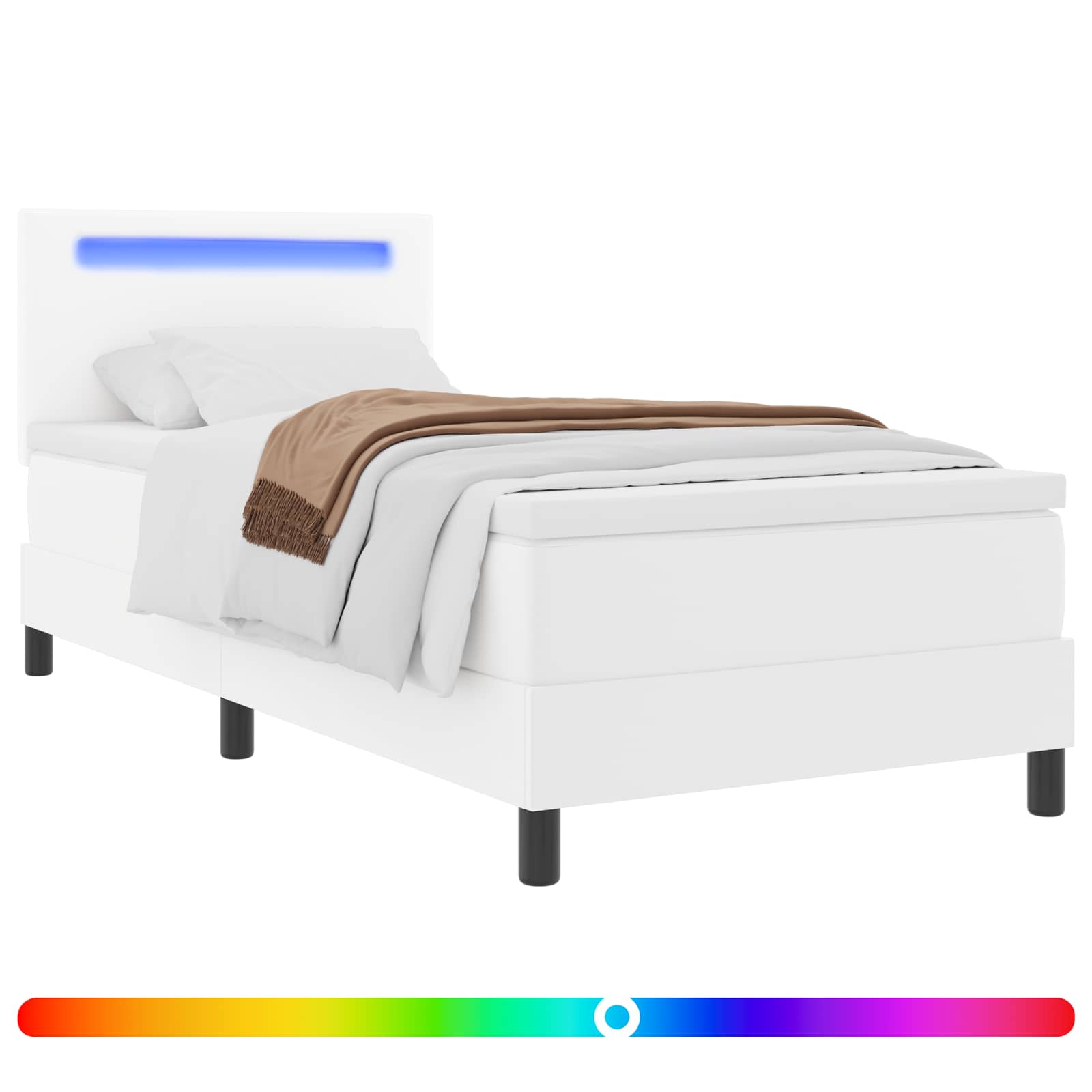 Boxspringbed met matras Wit 100 x 200 cm Kunstleer – afbeelding 2