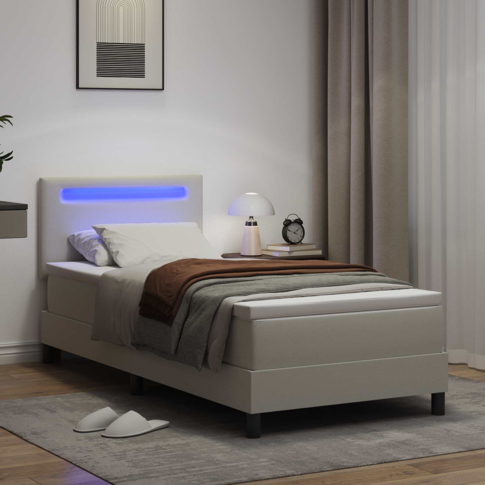 Boxspringbed met matras Wit 100 x 200 cm Kunstleer – afbeelding 4