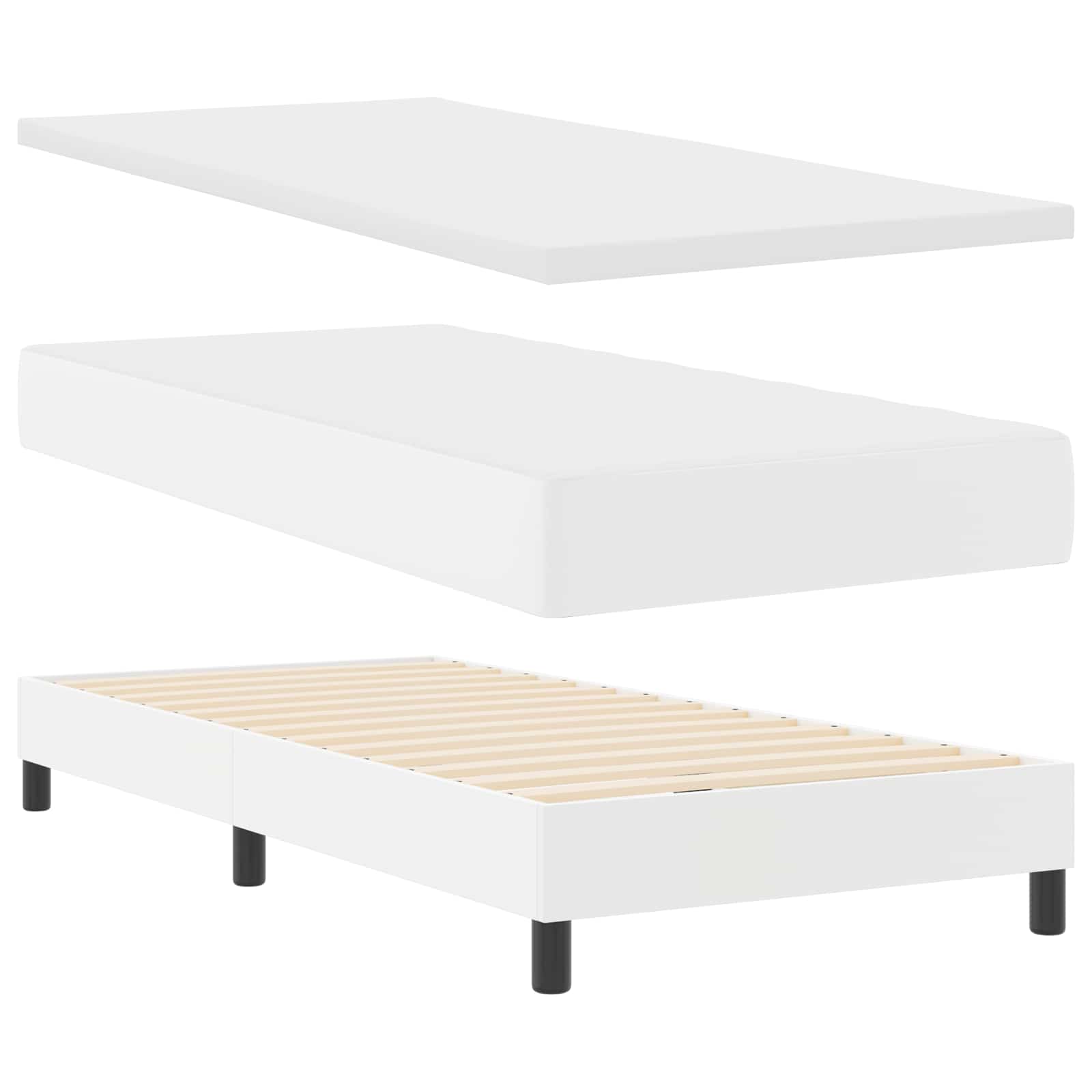 Boxspringbed met matras Wit 100 x 200 cm Kunstleer – afbeelding 6