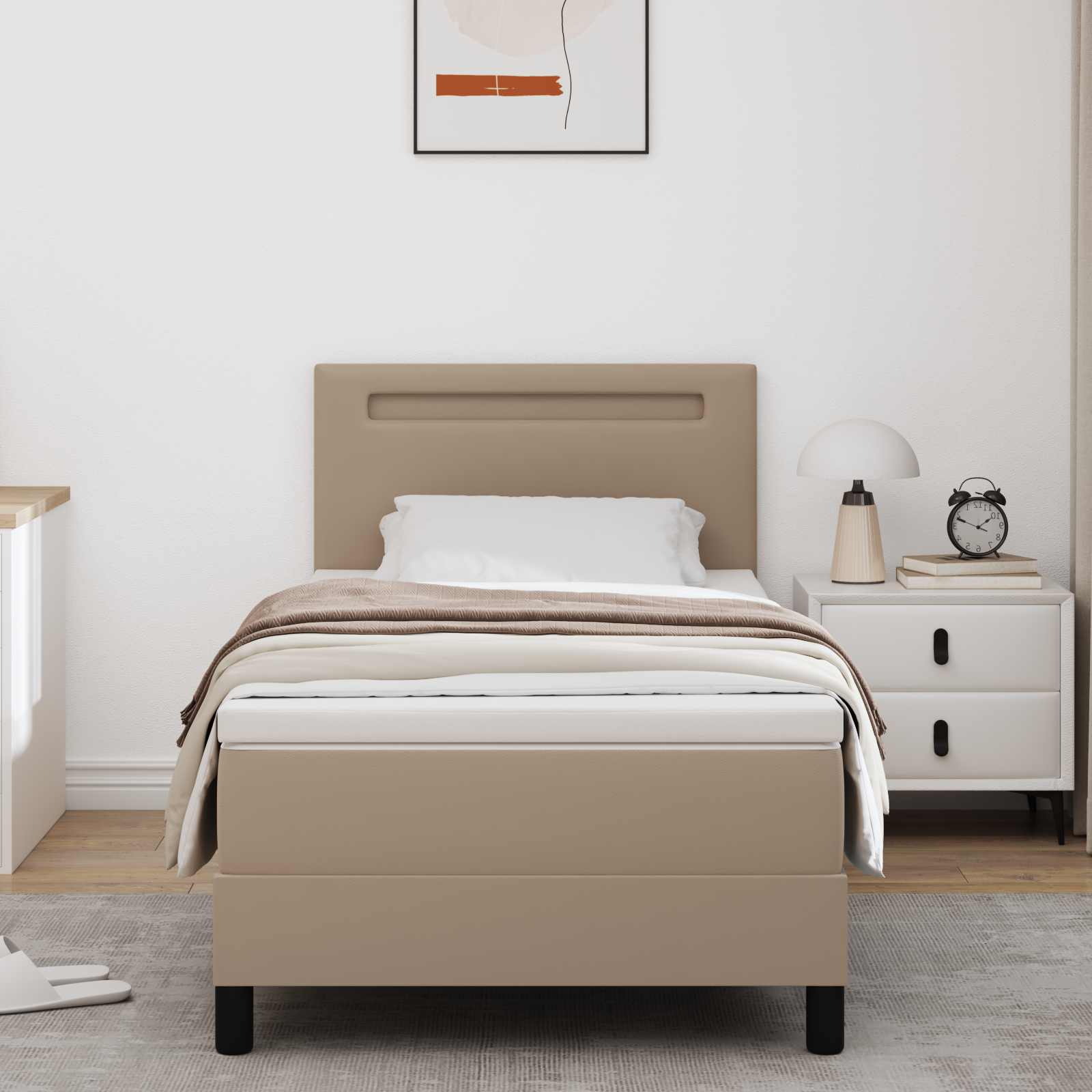 Boxspringbed met matras Cappuccino 100 x 200 cm Kunstleer – afbeelding 1
