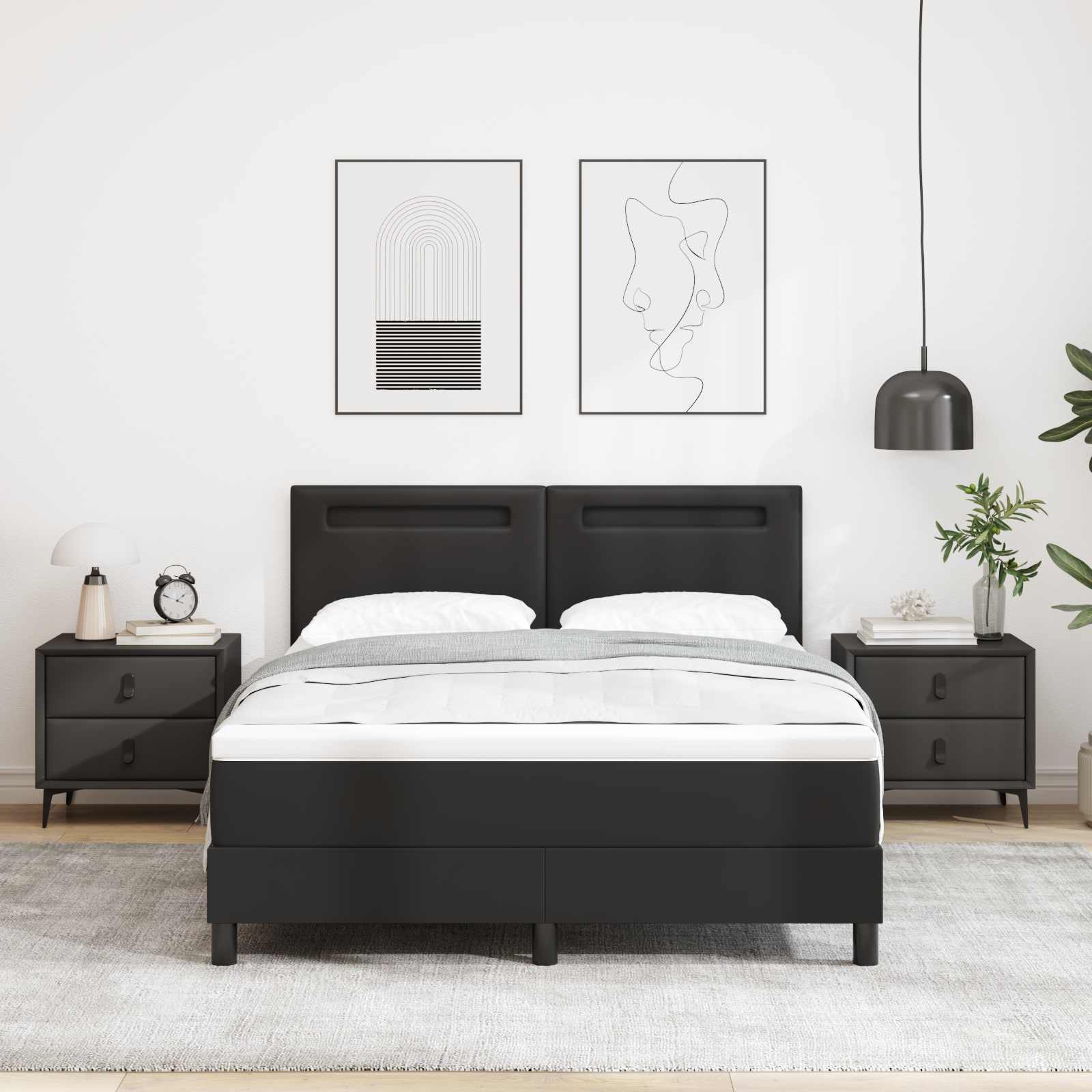 Boxspringbed met matras Zwart 140 x 200 cm Kunstleer – afbeelding 1