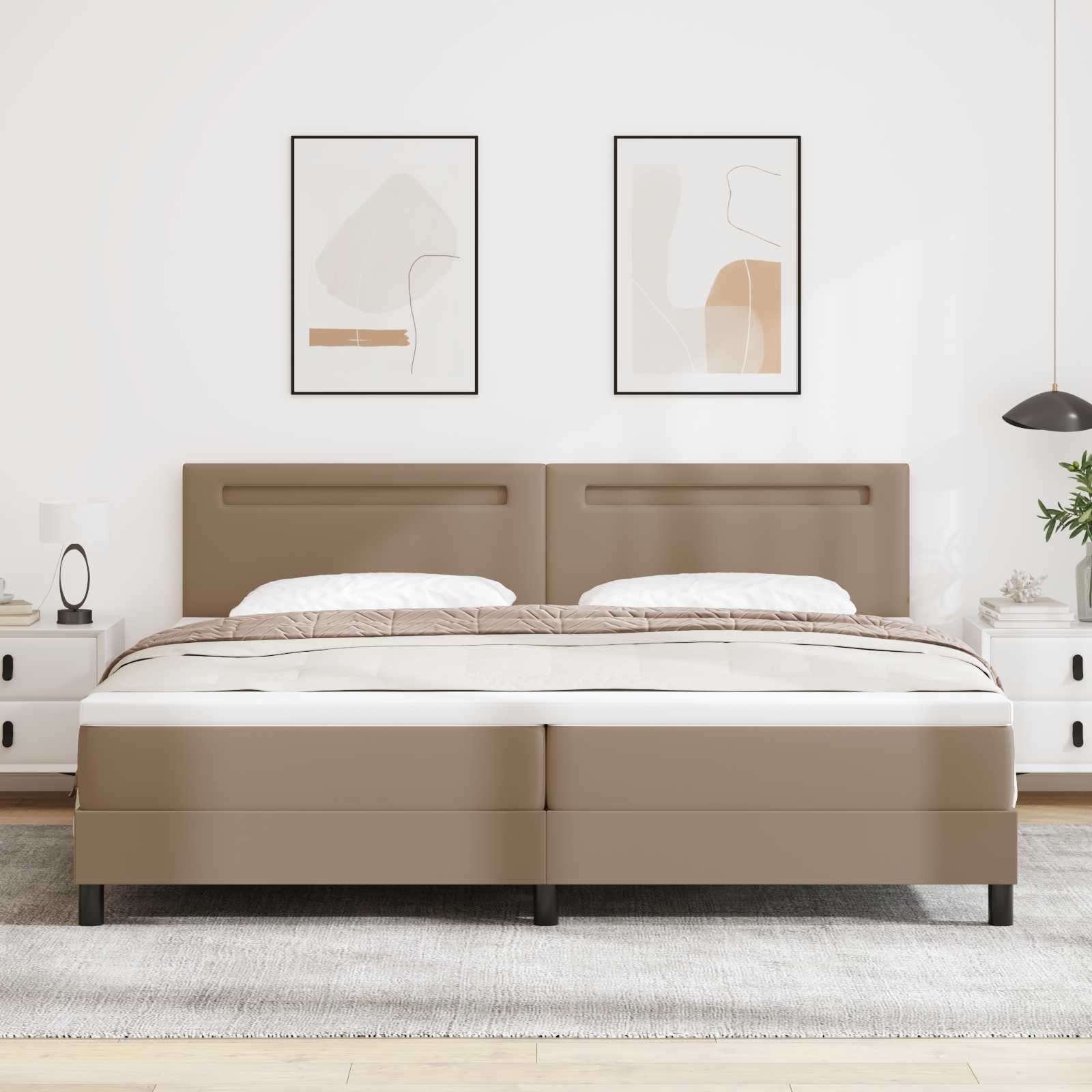 Boxspringbed met matras Cappuccino 200 x 200 cm Kunstleer – afbeelding 1