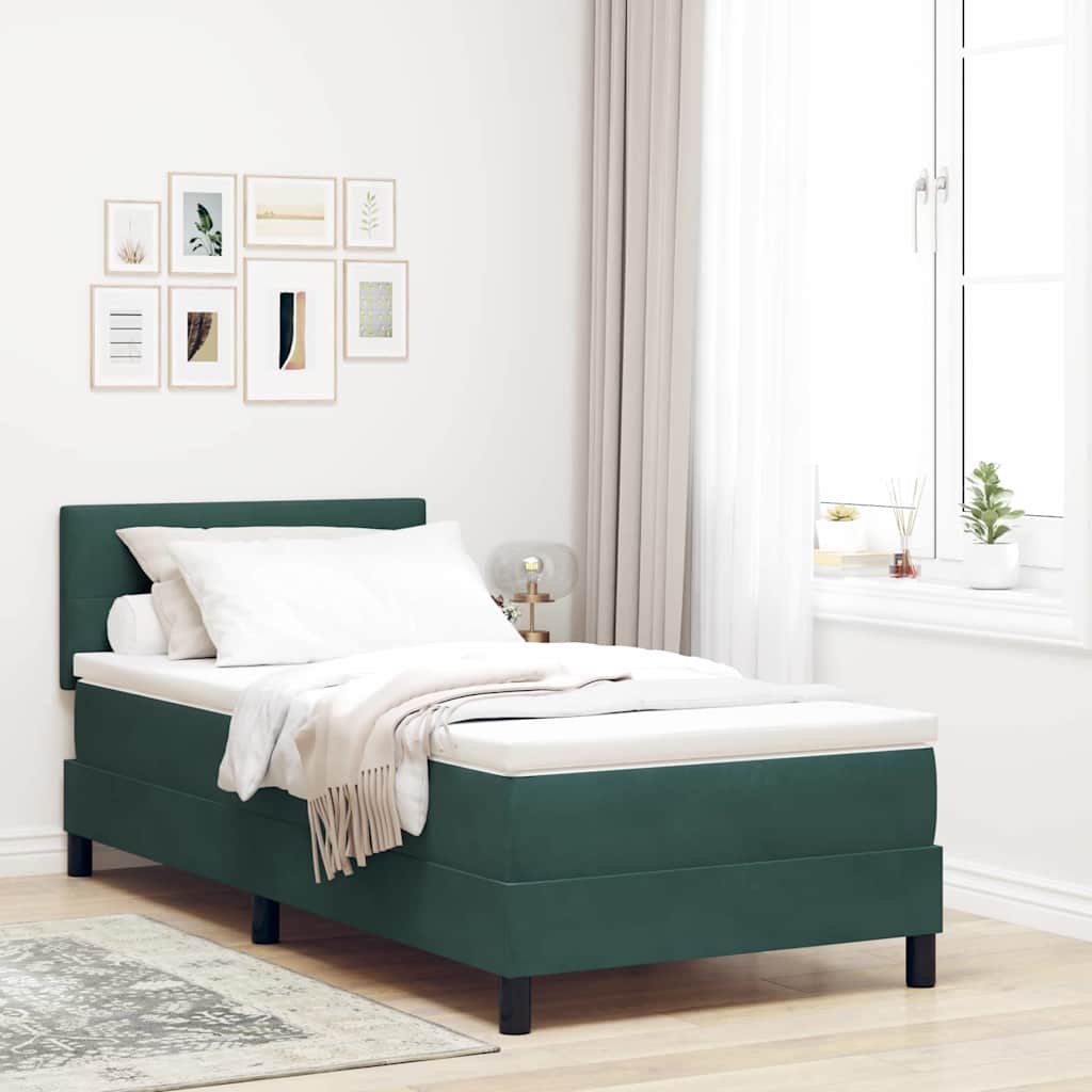 Boxspringbed met matras Donkergroen 90 x 190 cm Fluweel – afbeelding 1