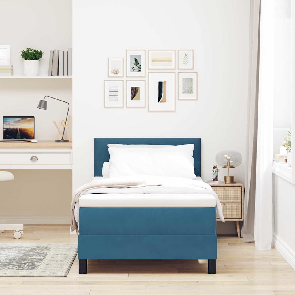 Boxspringbed met matras Donkerblauw 90 x 190 cm Fluweel – afbeelding 1