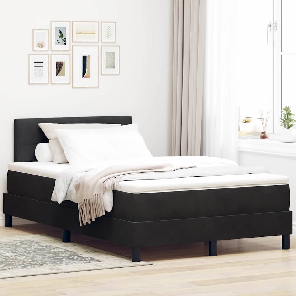 Boxspringbed met matras Zwart 120 x 190 cm Fluweel – afbeelding 1
