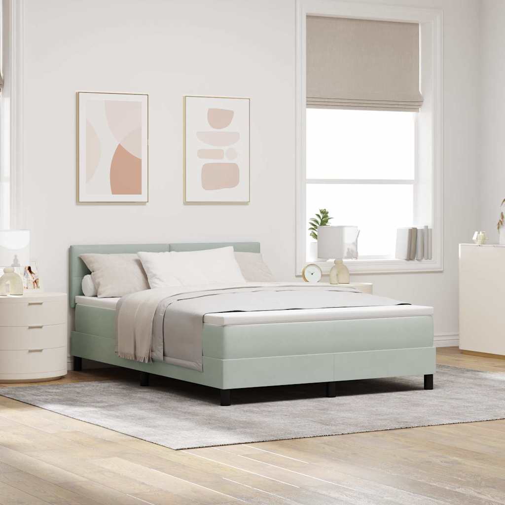 Boxspringbed met matras Lichtgrijs 140 x 190 cm Fluweel – afbeelding 1