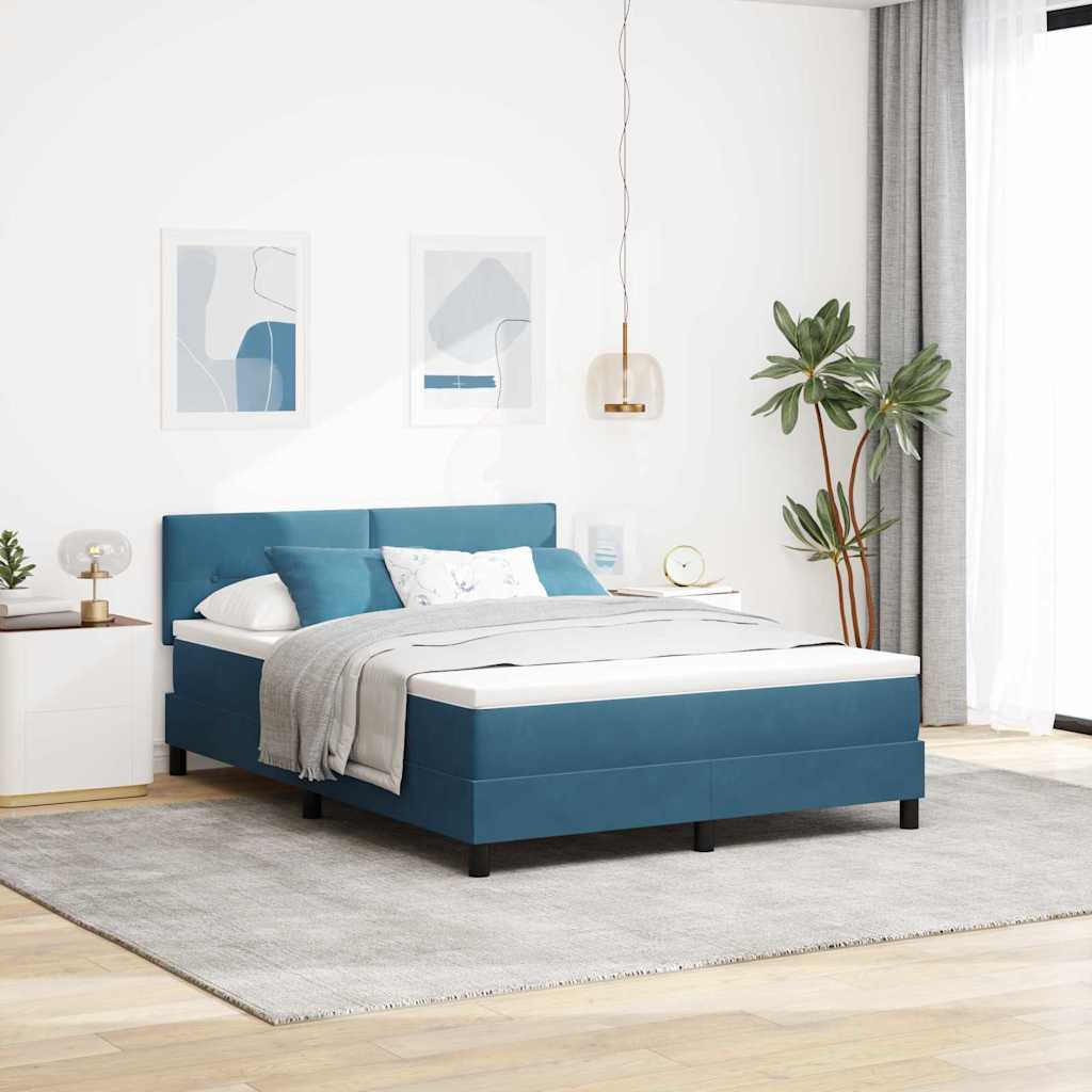 Boxspringbed met matras Donkerblauw 140 x 200 cm Fluweel – afbeelding 1