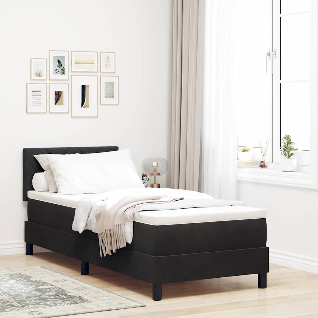 Boxspringbed met matras Zwart 80 x 200 cm Fluweel – afbeelding 1