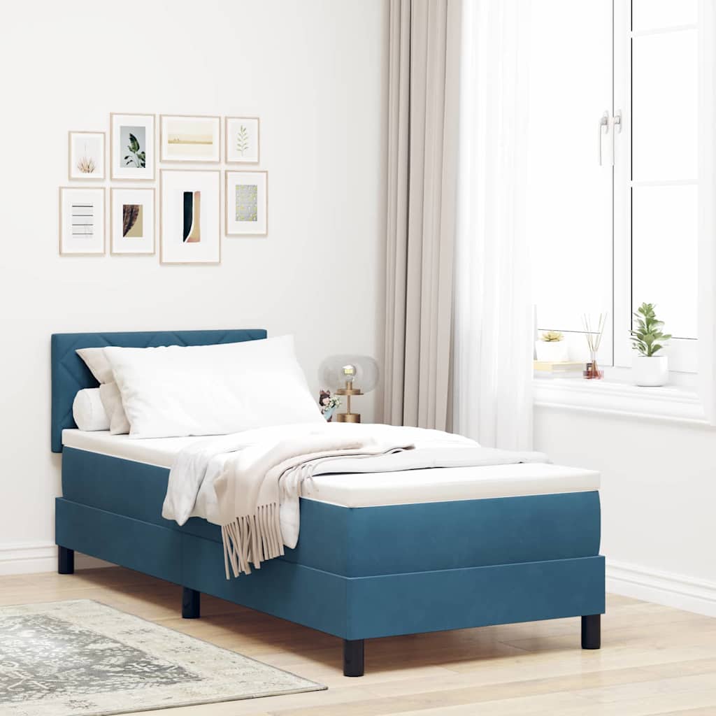 Boxspringbed met hoofdeinde Donkerblauw 80 x 200 cm Fluweel – afbeelding 1