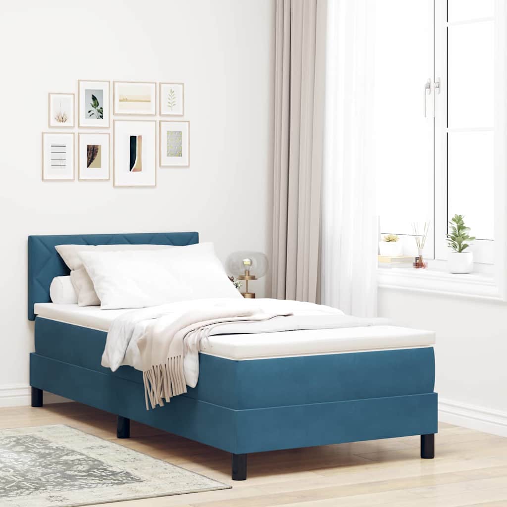 Boxspringbed met hoofdeinde Donkerblauw 90 x 190 cm Fluweel