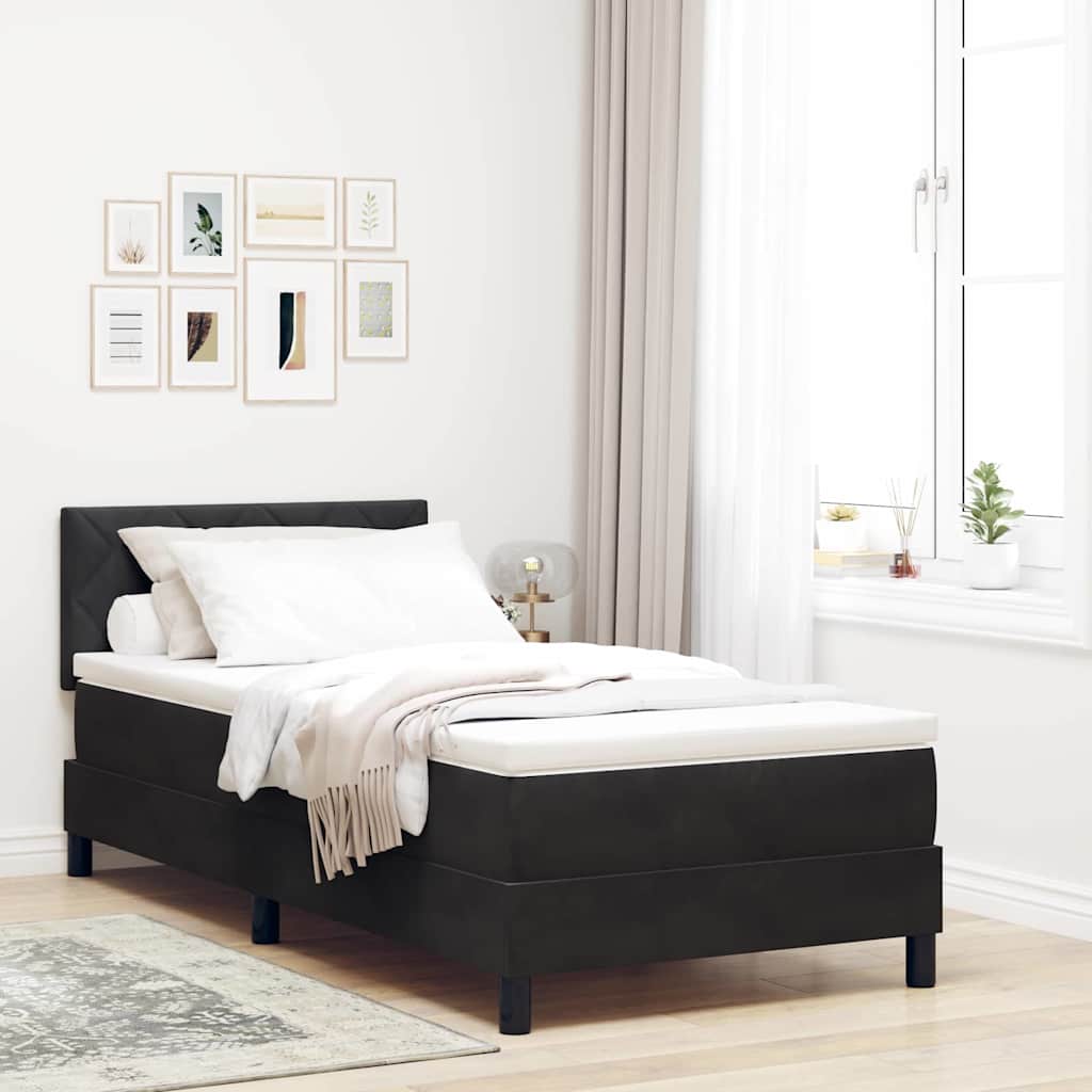 Boxspringbed met matras Zwart 100 x 200 cm Fluweel – afbeelding 1