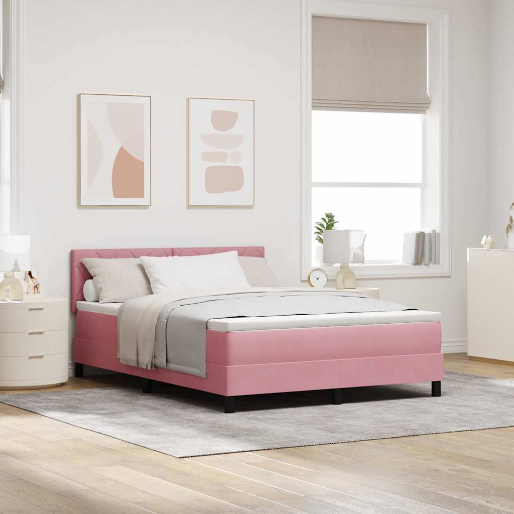 Boxspringbed met matras Roze 160 x 200 cm Fluweel – afbeelding 1