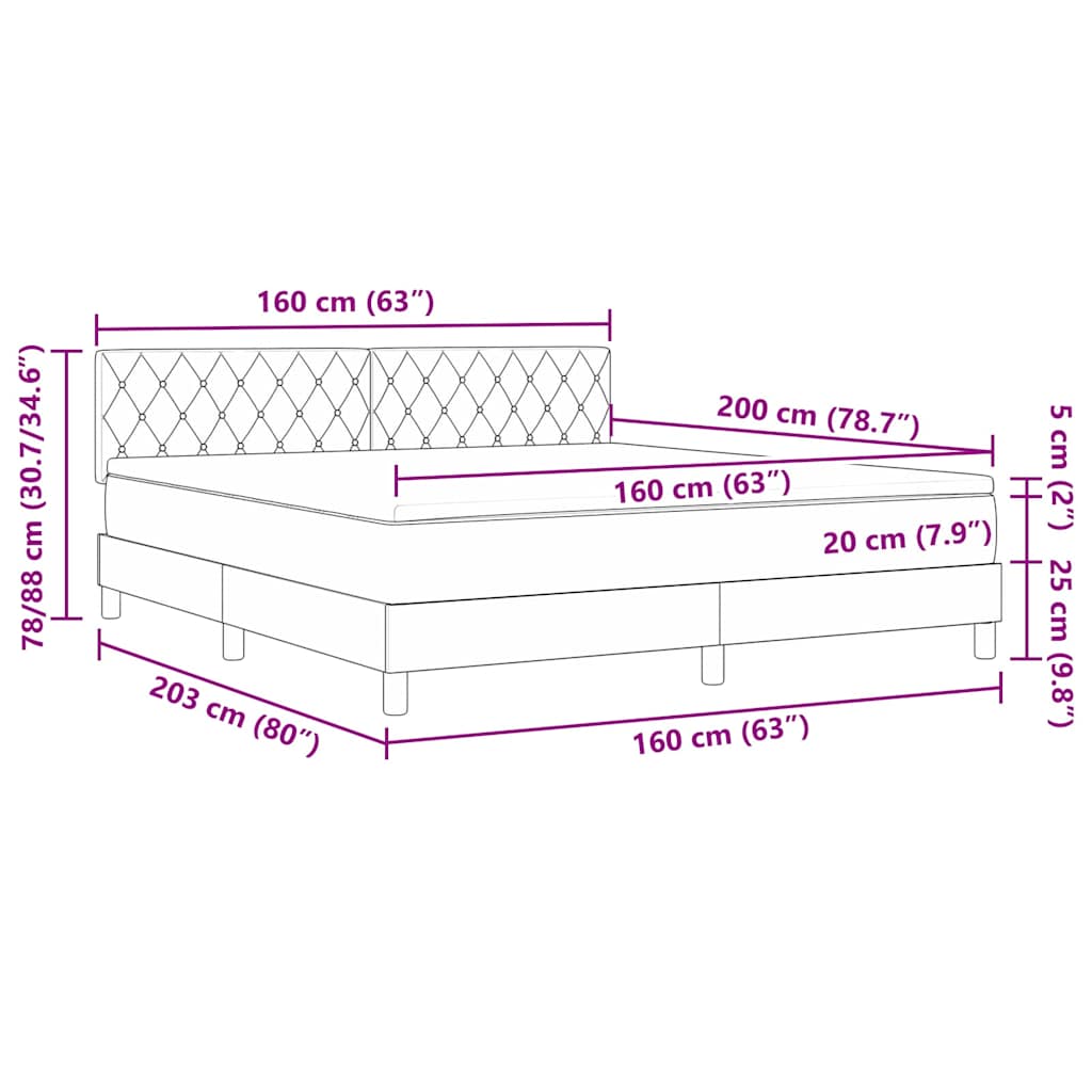 Boxspringbed met matras Roze 160 x 200 cm Fluweel – afbeelding 12