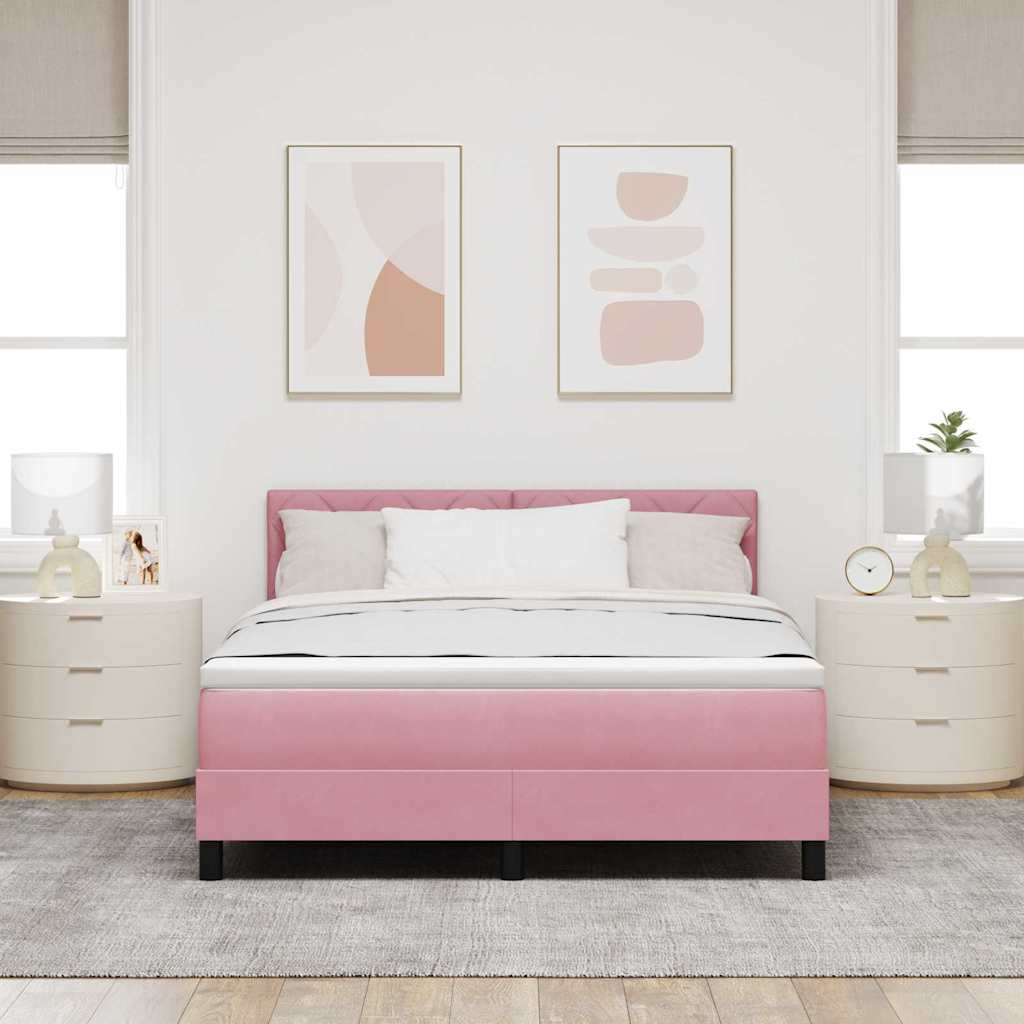Boxspringbed met matras Roze 160 x 200 cm Fluweel – afbeelding 3