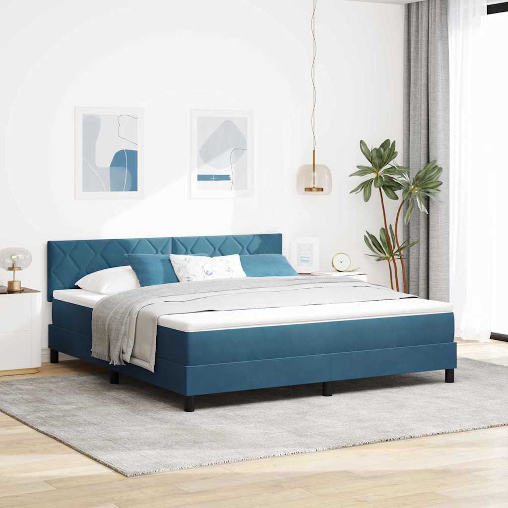 Boxspringbed met matras Donkerblauw 180 x 200 cm Fluweel – afbeelding 1