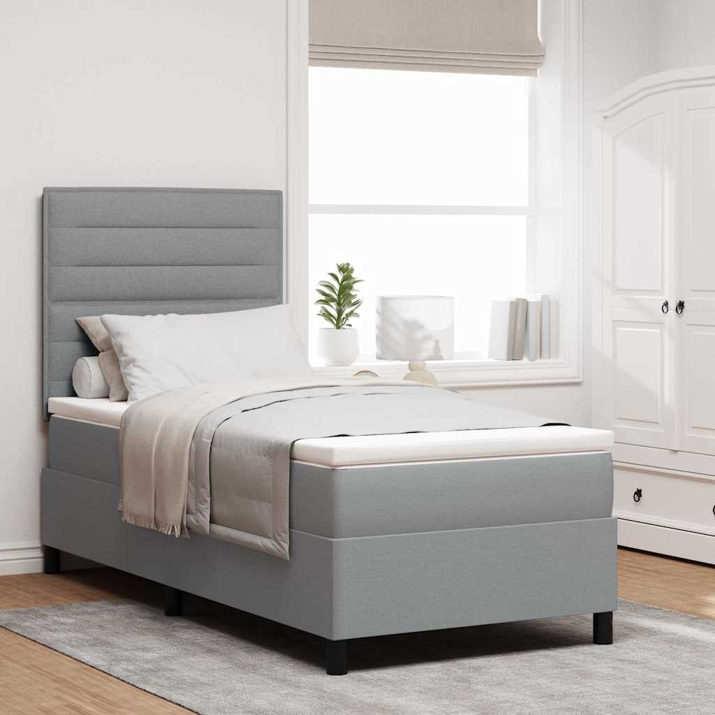 Boxspringbed met matras Lichtgrijs 80 x 200 cm Stof – afbeelding 1