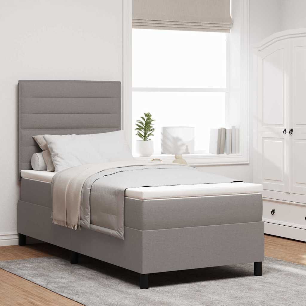 Boxspringbed met matras met hoofdeinde Taupe 80 x 200 cm Stof – afbeelding 1