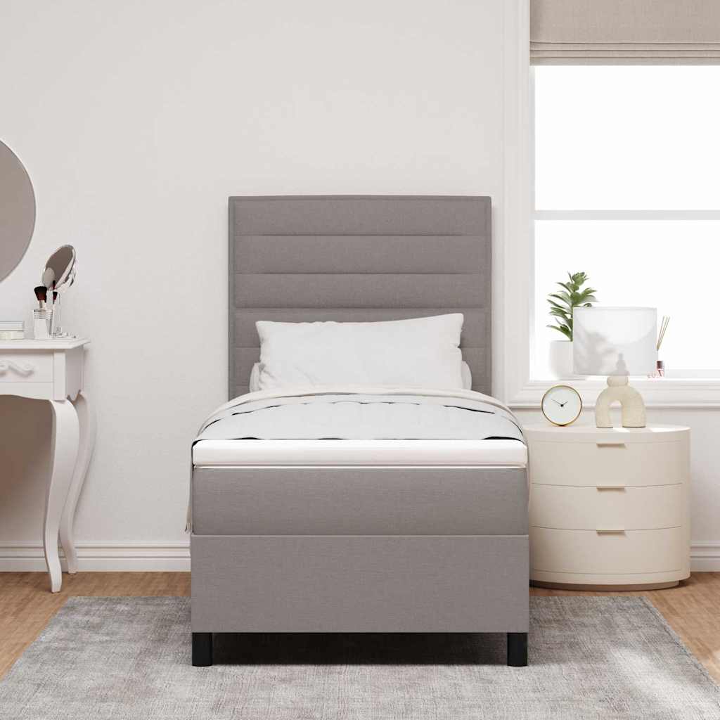 Boxspringbed met matras met hoofdeinde Taupe 80 x 200 cm Stof – afbeelding 3