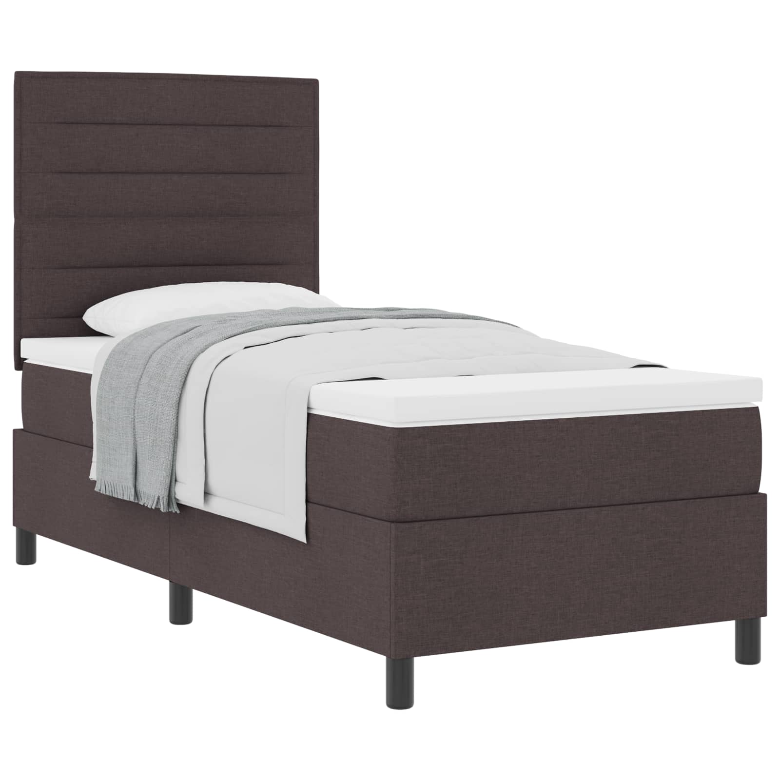 Boxspringbed met matras Donkerbruin 90 x 200 cm Stof – afbeelding 2