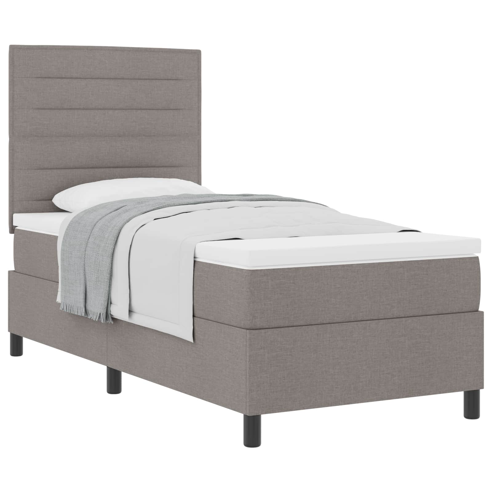 Boxspringbed met matras met hoofdeinde Taupe 90 x 200 cm Stof – afbeelding 2