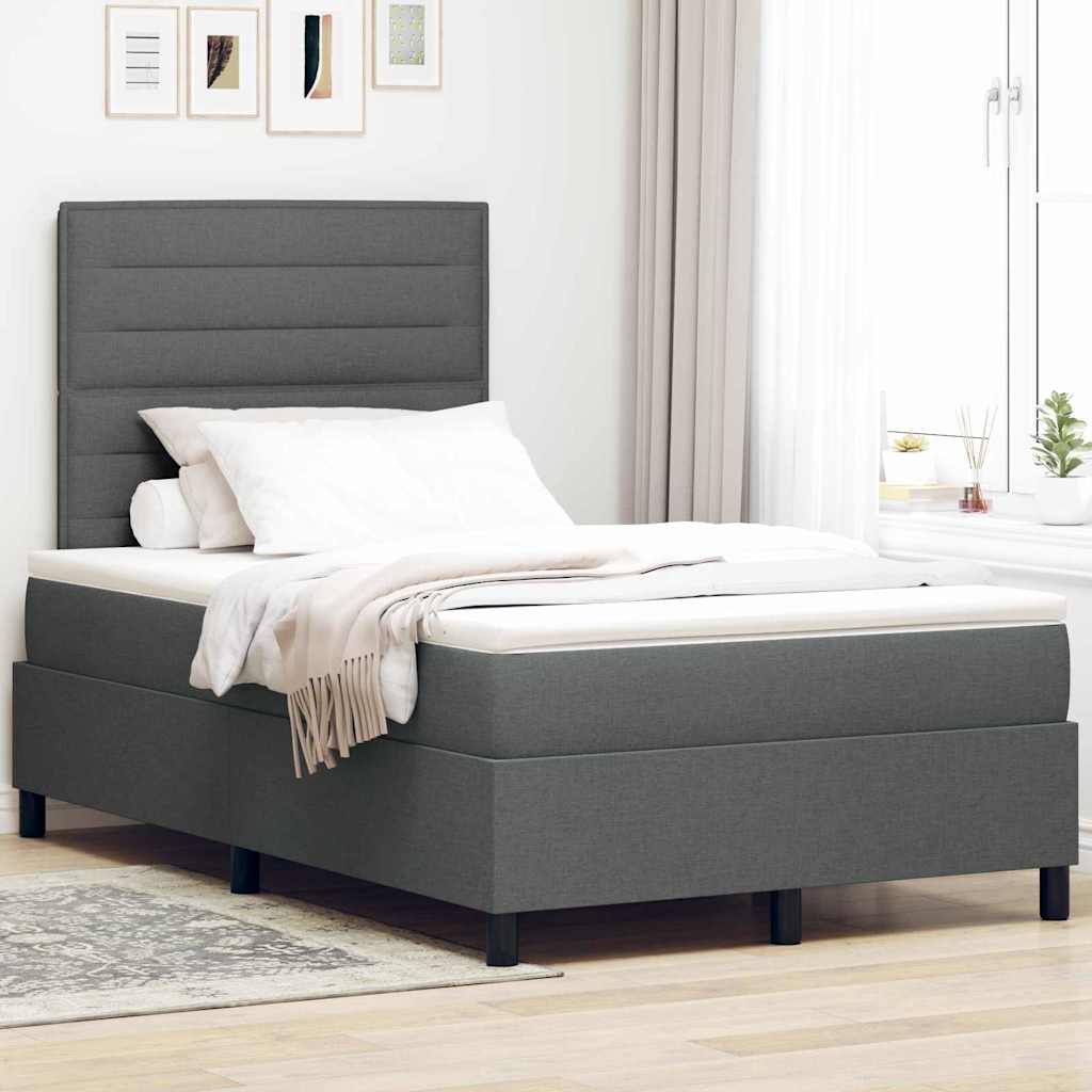 Boxspringbed met matras Donkergrijs 120 x 200 cm Stof – afbeelding 1