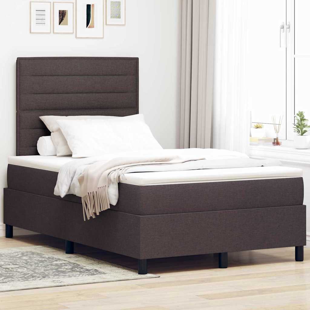 Boxspringbed met matras Donkerbruin 120 x 200 cm Stof – afbeelding 1