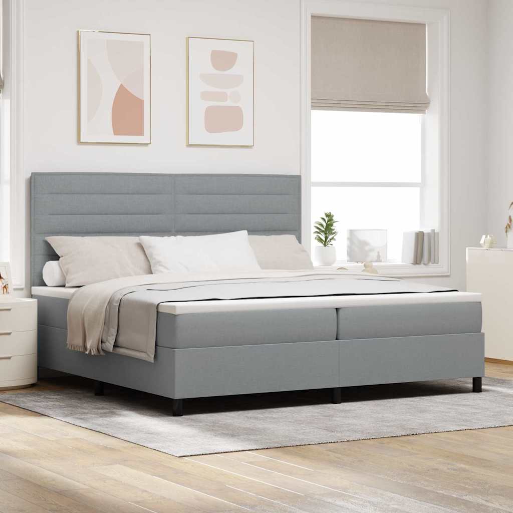Boxspringbed met matras Lichtgrijs 200 x 200 cm Stof – afbeelding 1
