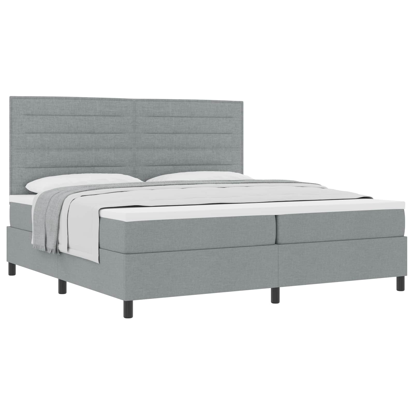 Boxspringbed met matras Lichtgrijs 200 x 200 cm Stof – afbeelding 2