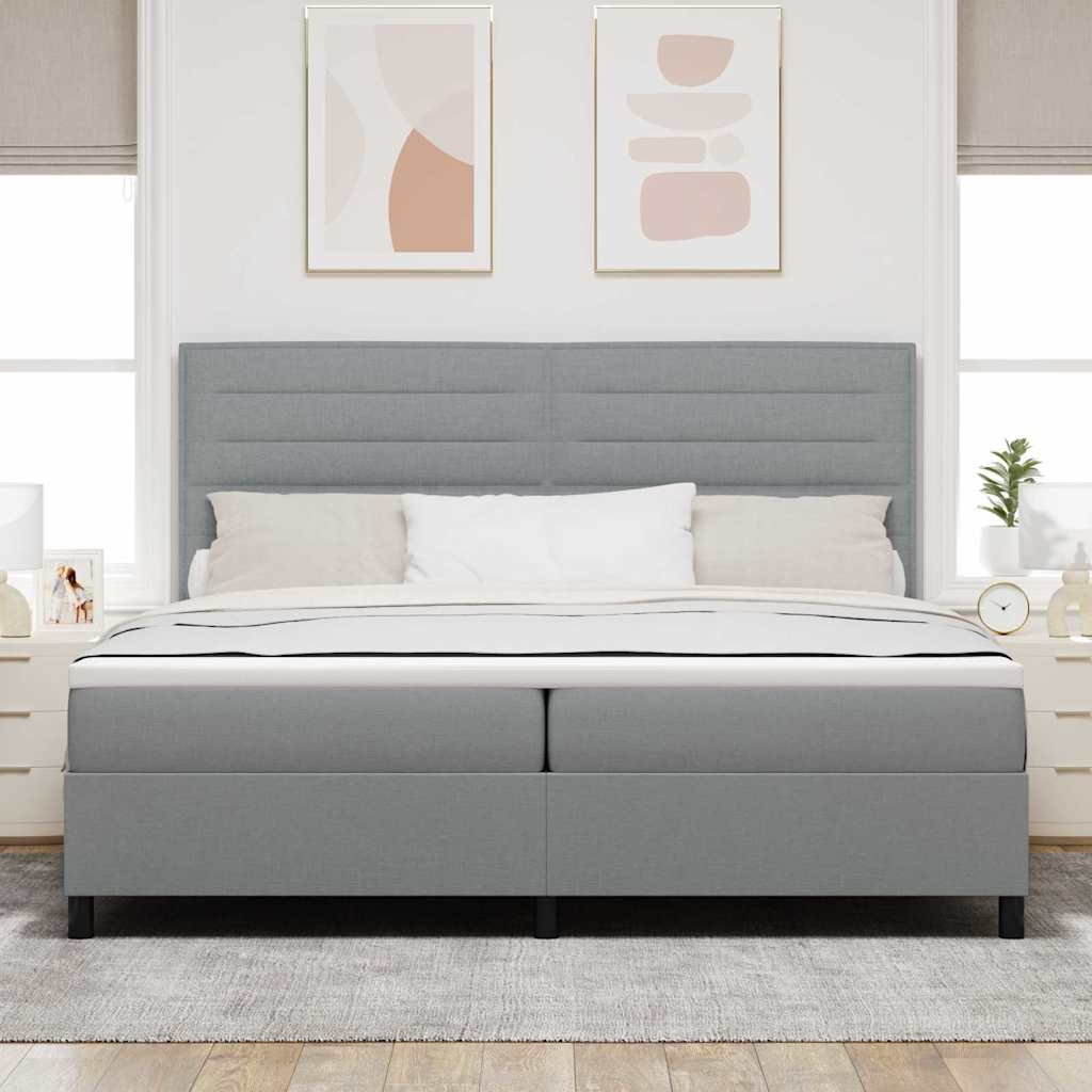 Boxspringbed met matras Lichtgrijs 200 x 200 cm Stof – afbeelding 3